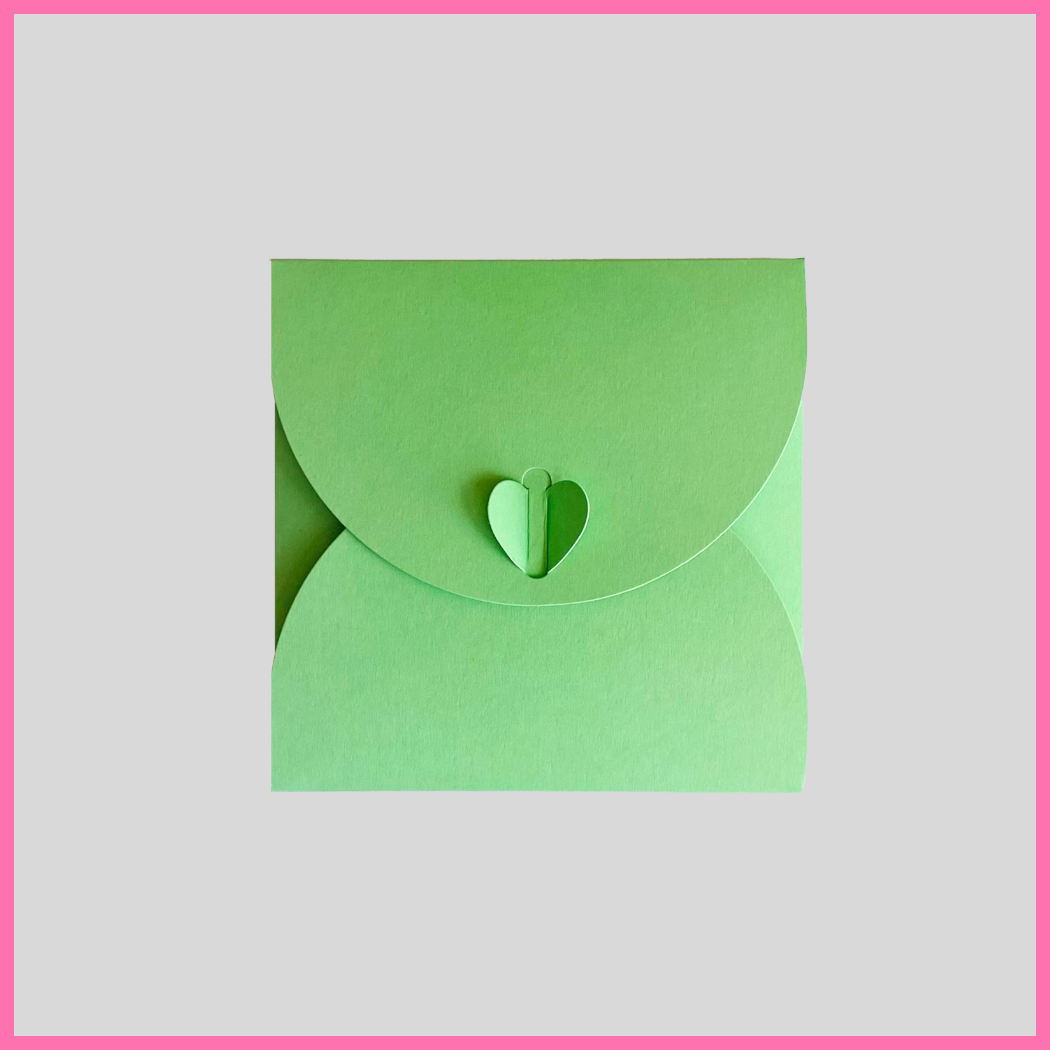 Back of envelope featuring a heart closure